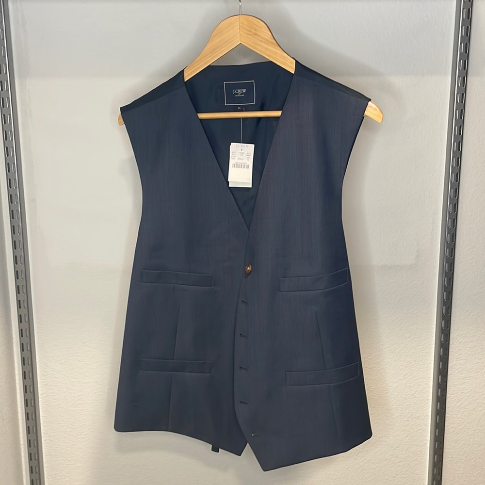 J. Crew XL Navy Sharkskin Vest